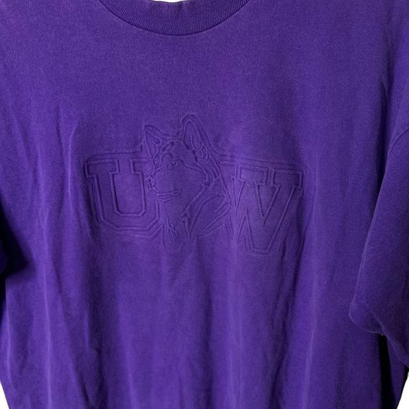 VTG Embossed UW Huskies T Shirt XL - Picture 2 of 3